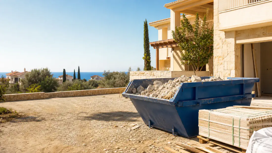 Construction skip ready for hire in Cyprus